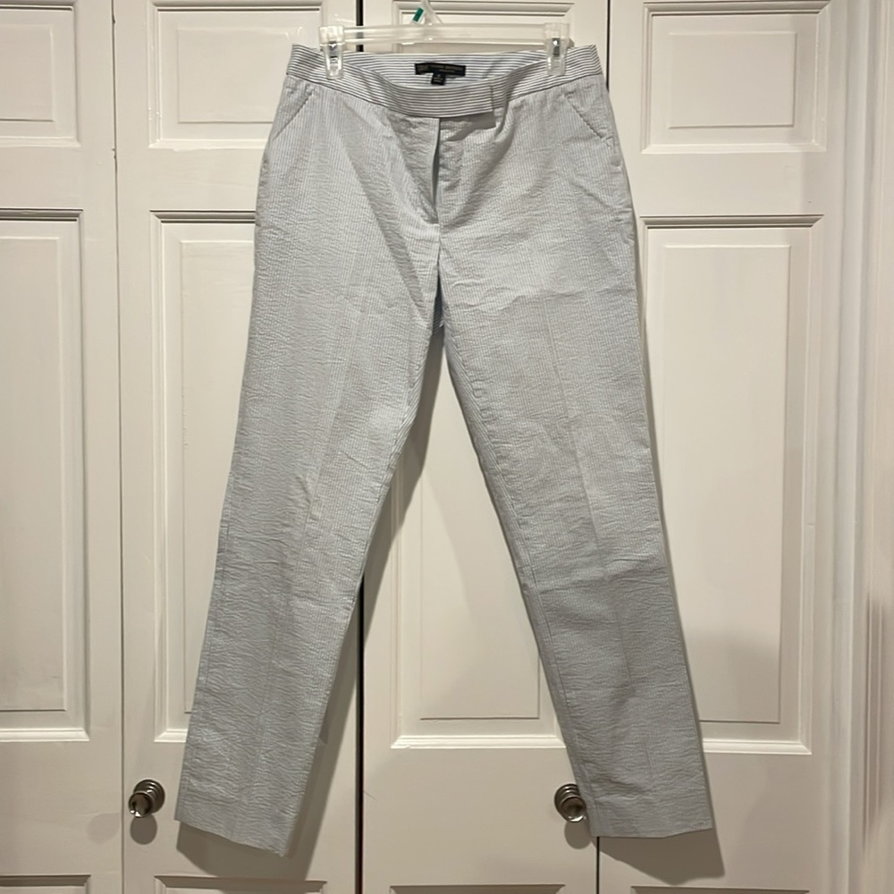 "346" Brooks Brothers White w/Blue Stripes Natalie Fit Cotton Pants
